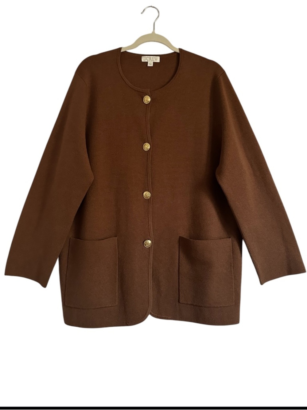 J.Crew Giselle Sweater Blazer Merino Wool Gold Button Knit Jacket L - Picture 5 of 14